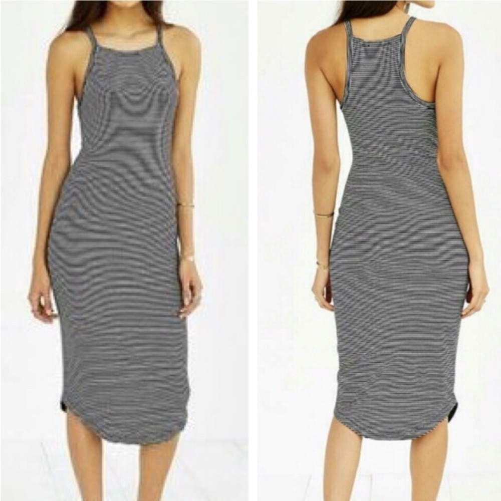 Urban Outfitters Silence and Noise Sleeveless Striped Midi Dress - Gray